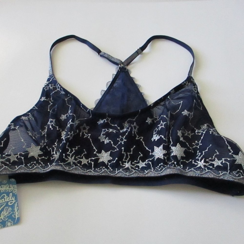 Free People Luna Bralette Navy Silver Stars Size S - Picture 6 of 7
